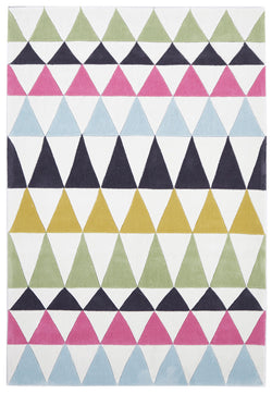 Modern Bunting Design Rug Multi Green