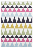 Modern Bunting Design Rug Multi Green