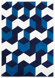 Cube Design Rug Navy Blue White