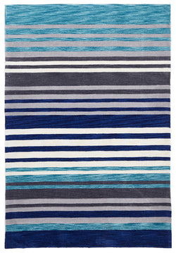 Modern Abrash Stripes Rug Blue Grey