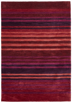 Modern Abrash Stripes Rug Crimson