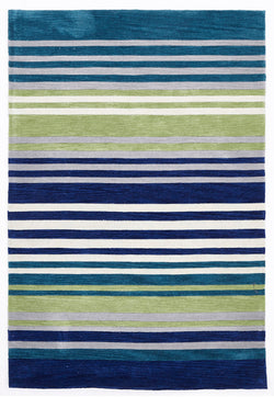 Modern Abrash Stripes Rug Blue Green