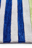 Modern Abrash Stripes Rug Blue Green