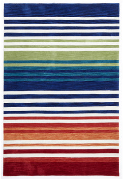 Modern Abrash Stripes Rug Multi Rust