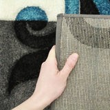 Squares and Vines Rug Charcoal Blue