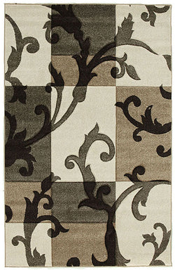 Squares and Vines Rug Beige Brown