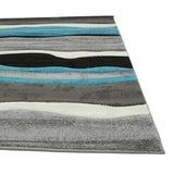 Stunning Thick Wave Rug Blue Grey