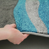 Stunning Thick Wave Rug Blue Grey