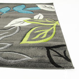 Stunning Thick Leaf Rug Charcoal