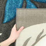 Stunning Thick Leaf Rug Charcoal