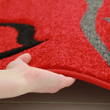 Stunning Thick Leaf Rug Red