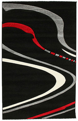 Ultra Modern Swirl Rug Black Red