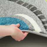 Ultra Modern Swirl Rug Grey Blue Green