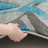 Stunning Spring Leaf Rug Grey Blue