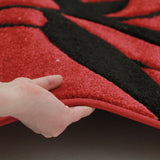 Stunning Spring Leaf Rug Red Black