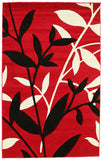 Stunning Spring Leaf Rug Red Black