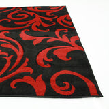 Stunning Thick Damask Rug Black