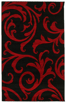 Stunning Thick Damask Rug Black