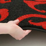 Stunning Thick Damask Rug Black