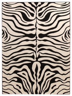 Stunning Zebra Pattern Rug Black Off White