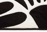 Damask Modern Fern Rug Black White