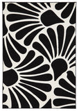 Damask Modern Fern Rug Black White