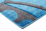 Damask Modern Fern Rug Blue Charcoal