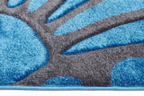 Damask Modern Fern Rug Blue Charcoal