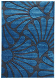 Damask Modern Fern Rug Blue Charcoal