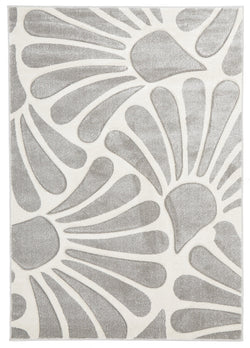 Damask Modern Fern Rug Silver