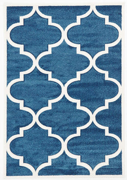 Large Modern Trellis Rug Blue