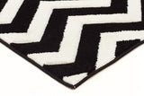 Modern Chevron Design Rug Black White