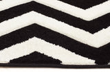 Modern Chevron Design Rug Black White