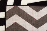 Modern Chevron Design Rug Black White