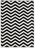 Modern Chevron Design Rug Black White