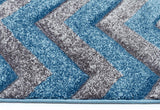 Modern Chevron Design Rug Blue Grey