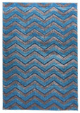 Modern Chevron Design Rug Blue Grey