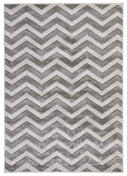 Modern Chevron Design Rug Silver