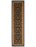 Traditional Floral Design Rug Black