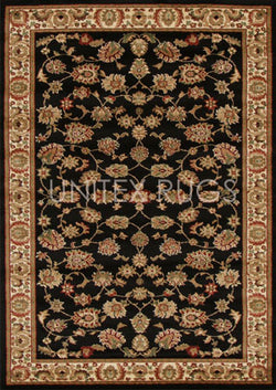 Traditional Floral Design Rug Black