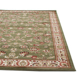 Traditional Floral Design Rug Green