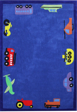 Fun Automobile Boys Rug Blue