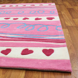 Hearts And Stripes Pink Children's Rug