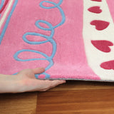 Hearts And Stripes Pink Children's Rug