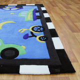 Fun Automobile Traffic Rug Blue