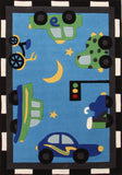 Fun Automobile Traffic Rug Blue