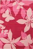 Cute Pink Flower and Butterfly Design Rug