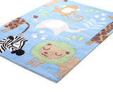 Awesome Jungle Animals Rug Blue