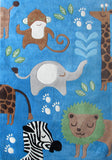 Awesome Jungle Animals Rug Blue