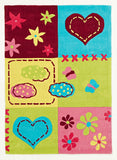 Cute Bright Childers Heart Rug Green Pink